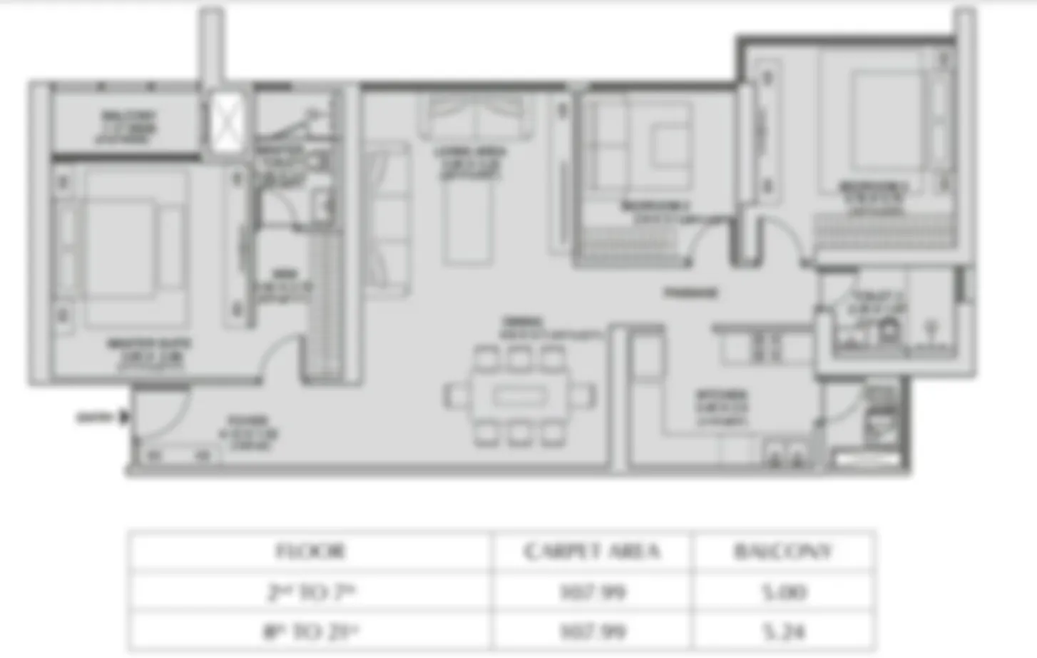 Sattva Panathur 3 BHK Floor Plan Sattva Panathur 3 BHK Floor Plan