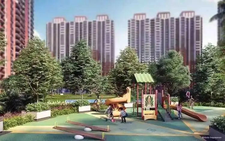 Children's play area Children's play area in landscaped gardens in a Sattva Group community, artist's impression