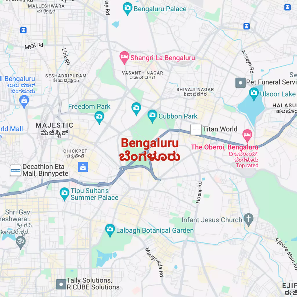 Location map of Bengaluru for Sattva Panathur Bhoganahalli, East Bangalore